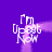 Purple background with four white text elements reading 'I'm Upset Now' connected by pink pixelated lines forming a square.