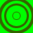 Four circular concentric ring patterns on a bright green background, each with varying inner circle sizes and outer ring thicknesses.