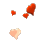 Animated sequence of red and pink heart shapes floating against a solid gray background with subtle motion blur.