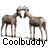 Animated contact sheet of nine frames showing two deer-like animals in various poses with