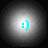 Four circular frames display a cyan smiley face with two square eyes and curved mouth against gradient backgrounds.