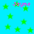 A static image with a bright cyan background filled with green stars and repeated pink text reading "Joyne".