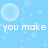 Pixelated blue background with white circular bubble shapes and scattered small plus signs, featuring two lines of pixelated text.