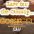 Pixelated image with orange text reading 'Line for the Gossip...' over a brown background, with 'GOSSIP' and 'CW' in larger orange and white text below.