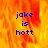 A pixelated image with blue text reading "jake is hott" over a fiery orange-yellow background, transitioning to gray in the bottom-right corner.