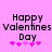 Pixelated text 'Happy Valentines Day' on pink background with five pink star icons below, two versions showing slight animation differences.