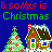 A 4-frame animated contact sheet showing pixelated Christmas-themed icons with gingerbread houses, decorated trees, and repeating text on a blue background.
