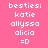 A pink background displays four of text listing names with a black highlight bar moving across different