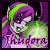 Animated pixel art contact sheet of a purple-haired faerie character with green accents, displaying seven sequential frames showing facial expression changes and glowing effects.