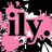 Animated pink and black buddy icon with 'ily' text, white splatter effects, and changing lower text reading 'you' and 'love' across frames.
