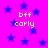A static image with a bright pink background filled with scattered blue stars, featuring repeated white text "bff carly" in a pixelated font.