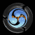 Circular icon with dark gray segmented border and blue light blue swirling pattern with orange accents rotating clockwise.