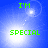 Green text 'I'M SPECIAL' appears over a blue background with a bright white light source that shifts position