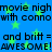 Blue background with green stars and repeated black text reading 'movie night with connor and britt = awesome!'