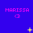 Pixelated blue background with pink text 'MARISSA' and '<3' repeated across three , yellow star-like symbols animate in different positions per frame