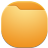 A circular orange folder icon with a folded top-left corner, rendered in a flat design style against a gray background.