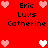 Red background with pixelated text and heart symbols arranged in two , showing animation changes between light pink and white hearts