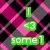 Pixelated green text and symbols on a checkered background with pink, black, gray, brown, and blue squares.