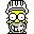 Pixelated cartoon character with yellow face, white hair, and gray mouth showing teeth in multiple expressions across four vertical