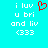 Pixelated cyan background with white text reading 'i luv u bri and liv (333' on both sides, red heart symbol in top center.