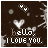 A dark brown background with white text reading 'hello, I LOVE YOU.' and a heart symbol above the text.
