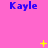 Blue 'Kayle' text on pink background with yellow star-like animations appearing and fading across frames.