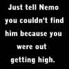 A split-screen image with a black left panel containing text and a pixelated Nemo character on the right against an underwater background.