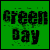 A 5-frame contact sheet of a Green Day-themed animated buddy icon with green background and pixelated text, showing black-and-white character portraits in various poses across frames.