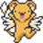 A contact sheet of 10 animated frames showing a yellow cartoon bear with wings and a staff, arranged in a 4x3 grid on gray background.