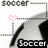 Pixelated soccer-themed buddy icon with pink heart, 'Soccer' text, and animated score display changing from '0-0' to '3-1'