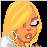 Animated contact sheet of a pixel art icon featuring a blonde cartoon woman and multiple text frames with yellow borders, showing sequential animation changes from full-body pose to close-up torso and static text messages.