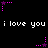 Black background with repeated white text 'i love you' and pink star-shaped pixel art elements in various positions.