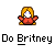 Pixel art animation of a cartoon character with blonde hair and red top performing hand movements above the text "Do Britney" on gray background.