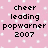 Pixelated text on a pink background with white square patterns, reading 'cheer leading popwarner 2007' in black block letters.