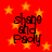 Red background with yellow stars and black text reading 'shape and Pauly' in a stylized font.