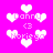 Pixelated pink background with white hearts and repeated text 'Danny <3' and 'Noriega' in a static pattern.