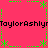 A static digital image with a bright pink background, green dotted border, and repeated black text reading "TaylorAshlyr" across the top and bottom.