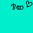 Pixelated black text and heart symbols on a cyan background, with two identical 'Bep' texts flanking a central heart.