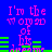 Pixelated pink text reads "I'm the top of the dream" over a blue background with green horizontal bars shifting position across frames.
