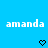 Pixelated blue background with repeated white text 'amanda' and changing black symbols below each instance.