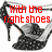 A pixelated image of a high-heeled shoe with red text reading "With the right shoes you can do anything!!" in two parts.