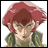 Pixelated anime-style character with red hair and green-yellow shoulder accents on left, next to black background with white text "Anime IM" and stylized "cOm" logo on right.