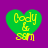 Green heart-shaped icon with yellow text "Cody & SGM" on purple background, showing pixelated animation changes
