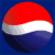 Static pixelated circular icon with red white and blue horizontal bands on dark blue background