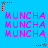 Blue background with repeated pink 'MUNCH' text in three , bordered by red and gray star-shaped corner markers