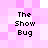Pixelated text 'The Show Bug' repeated four times on a pink and white checkerboard background with no visible animation changes.