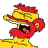 A contact sheet of six animated frames from a Simpsons Movie-themed AIM buddy icon featuring Homer Simpson as a running stick figure with red hair and beard, alongside yellow text reading "THE SIMPSONS MOVIE" with pink donut-shaped letters.