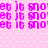 Pixelated pink text repeats across a light pink dotted background in two horizontal , with no visible animation changes