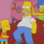 Animated sequence of yellow-skinned cartoon characters in a pink room with red couch, showing changing poses and expressions.