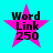Four identical pink star-shaped icons with black text "Word Link 250" on cyan background, each showing slight pixel variation across frames.